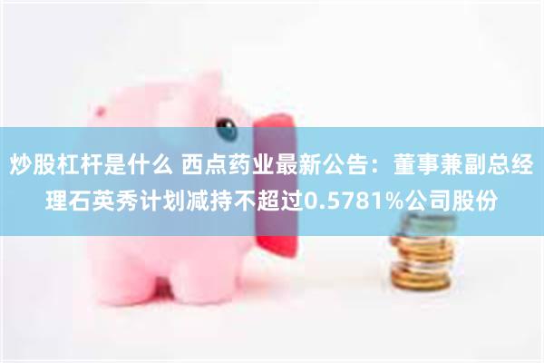 炒股杠杆是什么 西点药业最新公告：董事兼副总经理石英秀计划减持不超过0.5781%公司股份