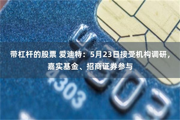 带杠杆的股票 爱迪特：5月23日接受机构调研，嘉实基金、招商证券参与