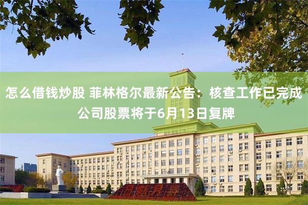 怎么借钱炒股 菲林格尔最新公告：核查工作已完成 公司股票将于6月13日复牌