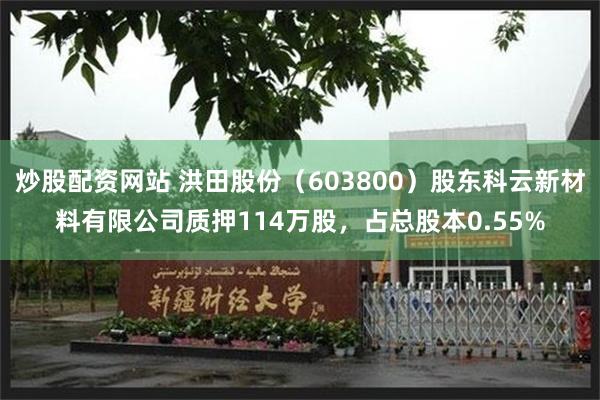 炒股配资网站 洪田股份（603800）股东科云新材料有限公司质押114万股，占总股本0.55%