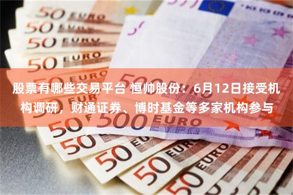股票有哪些交易平台 恒帅股份：6月12日接受机构调研，财通证券、博时基金等多家机构参与