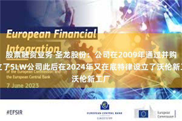 股票融资业务 圣龙股份：公司在2009年通过并购成立了SLW公司此后在2024年又在底特律设立了沃伦新工厂
