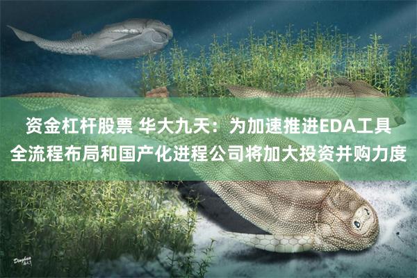 资金杠杆股票 华大九天：为加速推进EDA工具全流程布局和国产化进程公司将加大投资并购力度