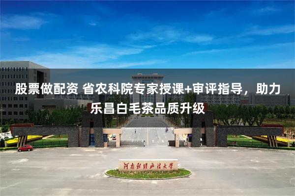 股票做配资 省农科院专家授课+审评指导，助力乐昌白毛茶品质升级