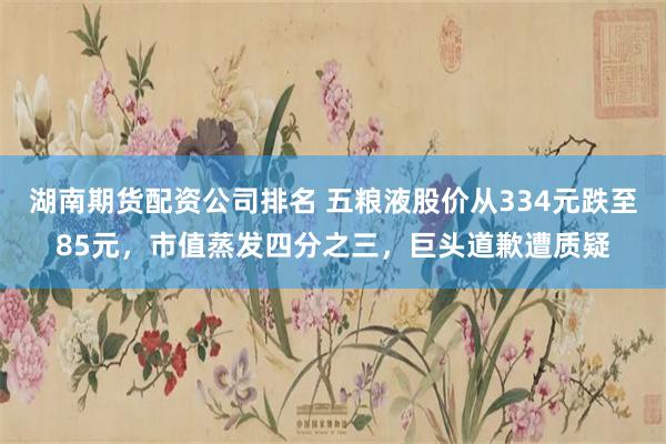 湖南期货配资公司排名 五粮液股价从334元跌至85元，市值蒸发四分之三，巨头道歉遭质疑