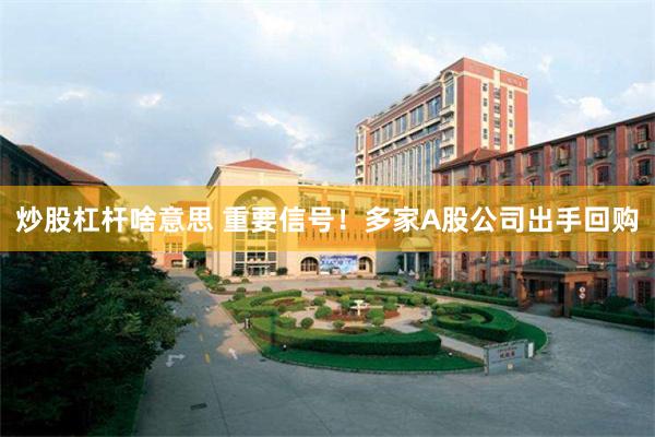 炒股杠杆啥意思 重要信号!多家A股公司出手回购