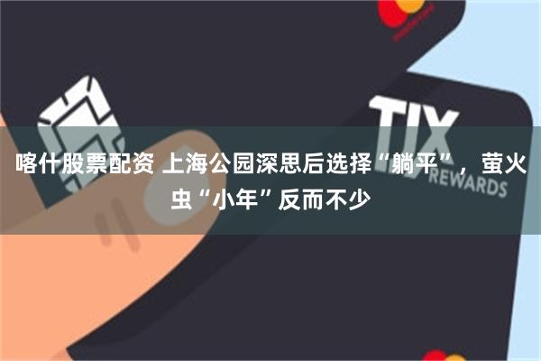 喀什股票配资 上海公园深思后选择“躺平”，萤火虫“小年”反而不少