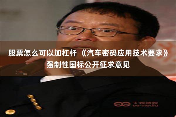 股票怎么可以加杠杆 《汽车密码应用技术要求》强制性国标公开征求意见